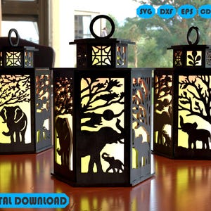 Decoração de lâmpada de elefante Svg, decoração de elefante cortada a laser Svg