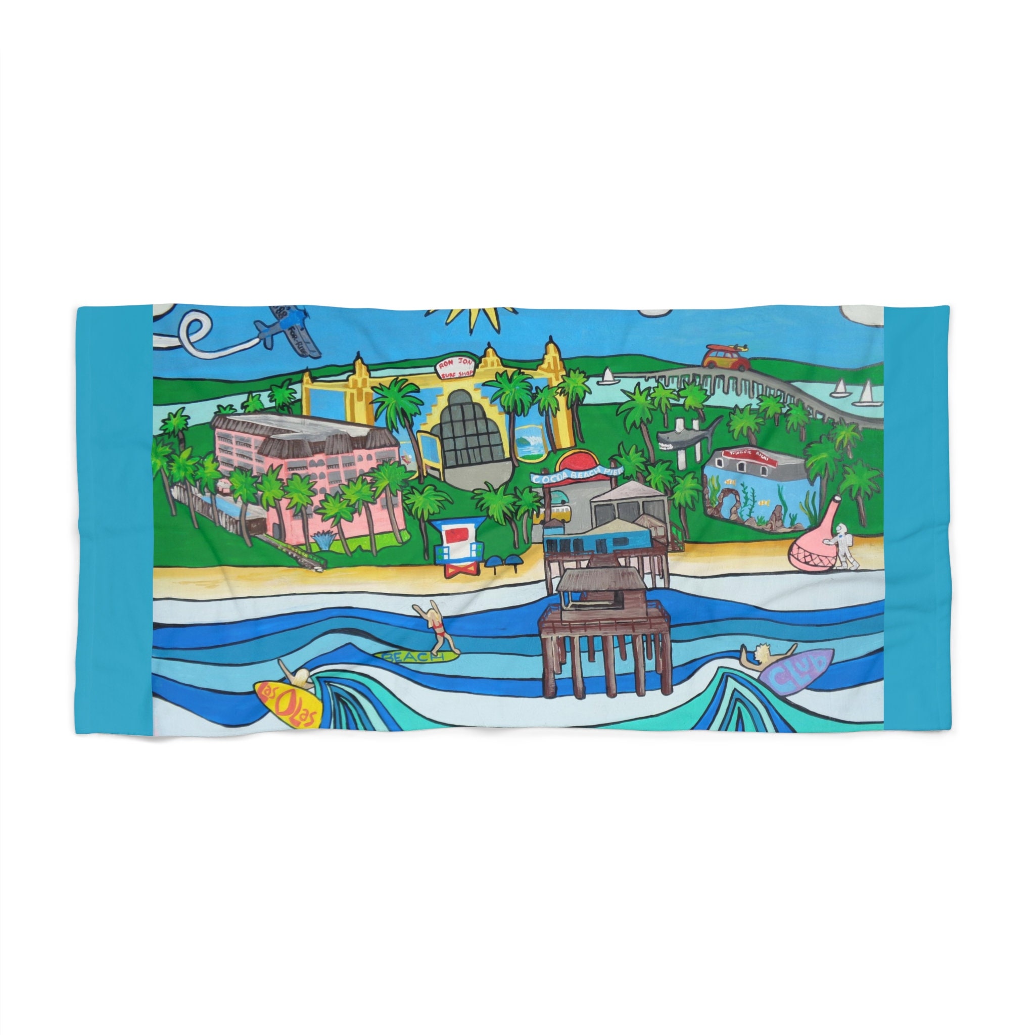 Seasidesart Las Olas Ron Jon Cocoa Beach Pier Beach Towel Etsy
