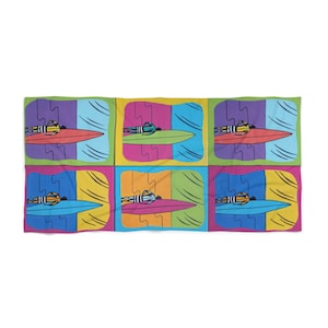 Seasidesart Greg Noll Surfer Andy Warhol Art Style Beach Towel