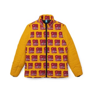 Lani&#39;s Surf Shop Lemon & Pink Surfergirl Womens Puffer Jacket (AOP)