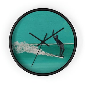 Seasidesart Surfer Soul Arch Hanging Ten On The Nose Longboard Wall clock