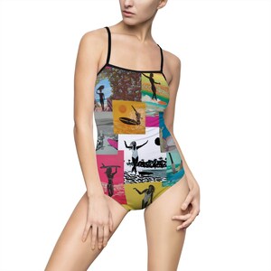 Seasidesart Patch Quilt Surfer Art Women&#39;s One-piece Swimsuit