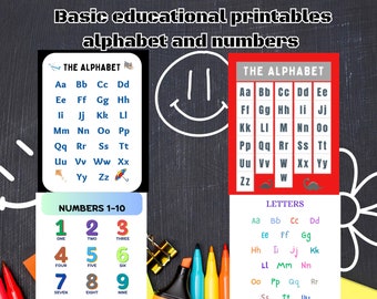 Basic educational Printables alphabet and numbers 8.5 X 11"