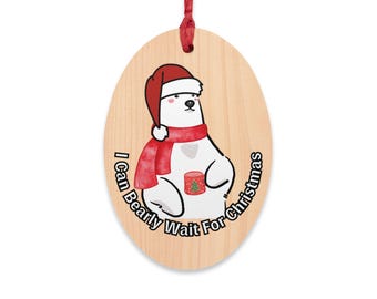 Polar Bear Christmas Ornament: Whimsical Holiday Wood Decoration