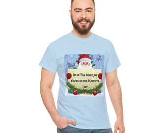 Nice List Naughty List Christmas Tee, Santa Holiday Apparel