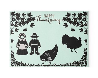 Thanksgiving Glass Cutting Board: Fall Harvest Design