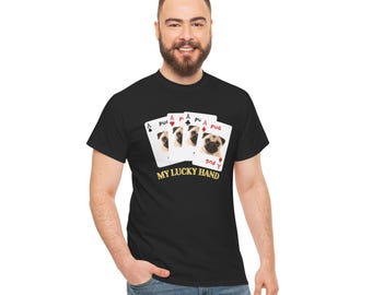 Pug Poker Aces T-Shirt: Dog Lovers Unisex Tee