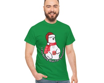 Bearly Wait Christmas Tee, Adorable Bear Santa Hat Design