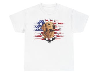 Golden Retriever USA Flag Shirt, Patriotic Dog Lover Tee, American Pride Apparel