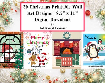 20 Christmas Printable Wall Art Designs | 8.5” x 11” Digital Download by Job Knight