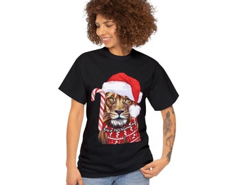 King of Christmas Beast Lion Unisex Tee, Holiday Cheer