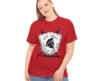 Shield & Spears Graphic T-Shirt: Motivational Warrior Design