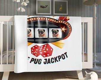 Mops Jackpot Decke: Seidiges Weiches Fleece, Geschenk für Hundeliebhaber (50x60)