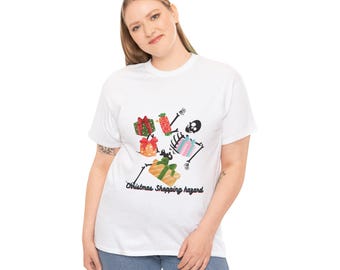 Funny Skeleton Christmas Tee: Shopping Hazard Gift T-Shirt