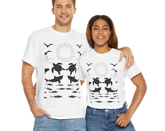 Sea Life T-Shirt | Watercolor Ocean Animals Graphic Tee