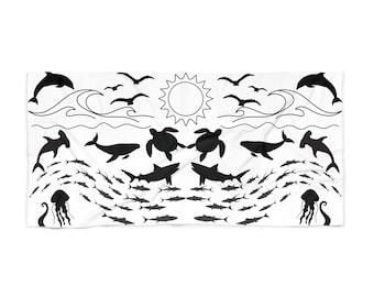 Sea Life Pattern Beach Towel