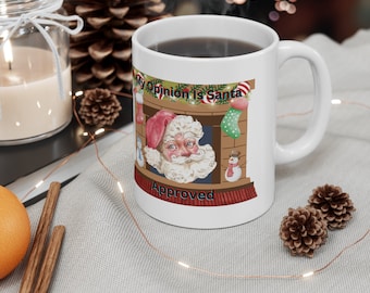 Santa Approved Christmas Mug, Festive Holiday Ceramic Coffee Cup (11oz)