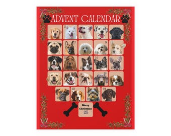 Advent Calendar Dog Breed Poster: Christmas Holiday Decor