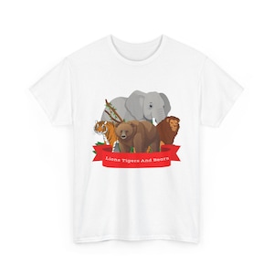 Löwen Tiger und Bären Unisex T-Shirt aus schwerer Baumwolle, lustige Gruppe T-Shirts, Zoo Tier T-Shirt