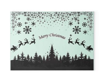 Winter Wonderland Glass Cutting Board: Merry Christmas Decor