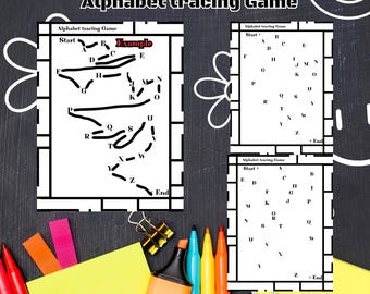 Printable Alphabet tracing Game 8.5 X 11"