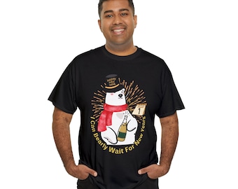 Polar Bear New Year's Graphic Tee: Champagne Celebration