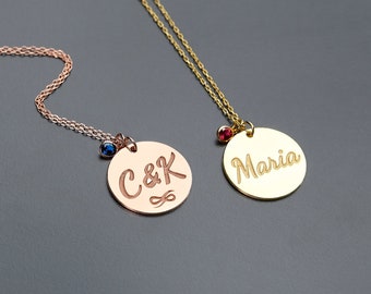 Collier personnalisé avec initiales et pierres de naissance • Collier avec pierres de naissance • Cadeau pour elle • Cadeau d'anniversaire • Cadeau de Noël • Fête des Mères