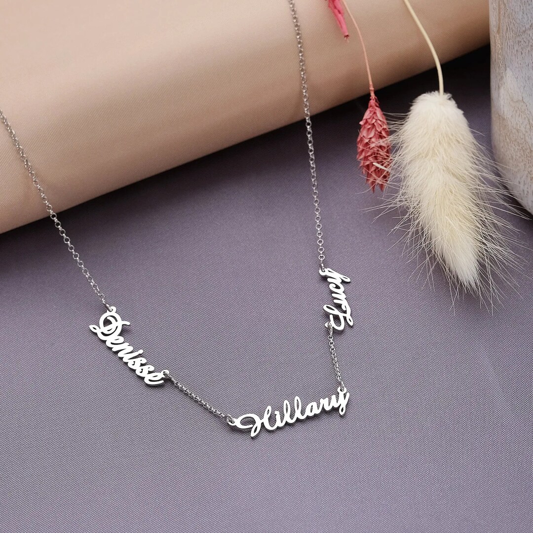 Several Names Multiple Name Necklace, Family Name Necklace,personalised Children Name ...