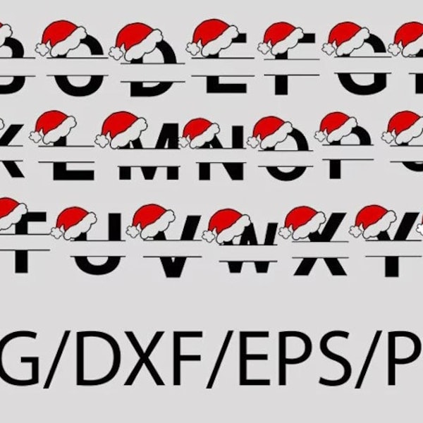 Christmas, Santa Hat Split Letters, Alphabet, Monogram svg