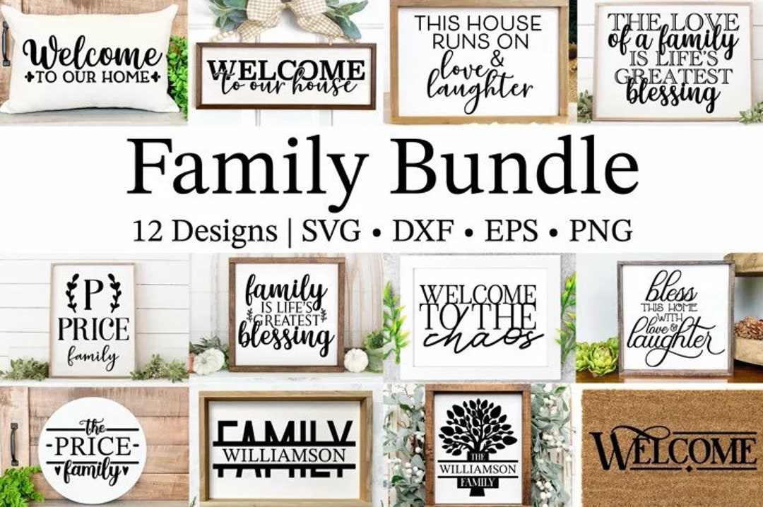 Family SVG Bundle Set of 12 Cut File Designs for Cricut - Etsy