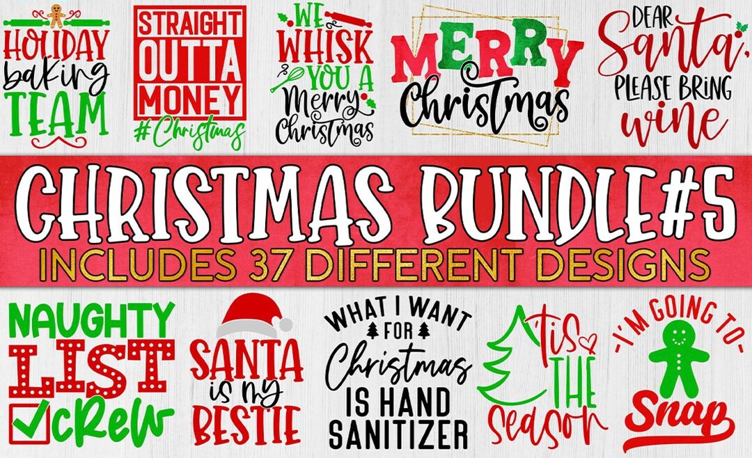 Big Christmas Bundle of 37 Svg Dxf Png Eps - Etsy