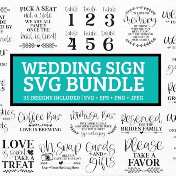 Wedding Sign SVG Bundle  35 Wedding Designs