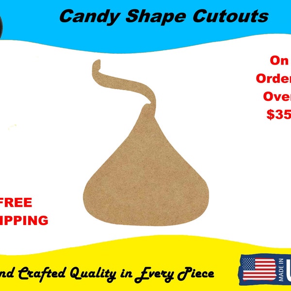 Unfinished Wood Hershey Kiss - Valentine's Day Shape - Wooden Hershey Kiss Shape Cutout