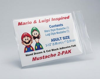 Mario & Luigi-inspirerat mustaschset i vuxenstorlek: Maskeradmustasch, svart självhäftande filt