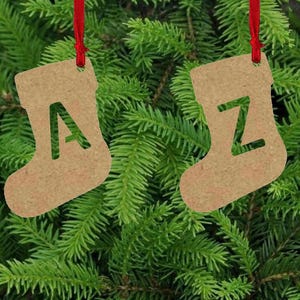 Unfinished Wooden Stocking Shaped Alphabet Ornament: DIY Holiday Crafts Christmas Stocking Shape