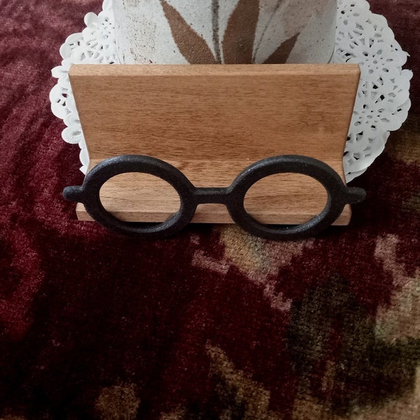 Eyeglasses Wooden Desktop Business Card Holder, Custom Business Card Holder