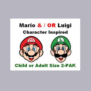 Set de bigote inspirado en Mario y/o Luigi: disfraz para adultos/niños, adhesivo de fieltro negro