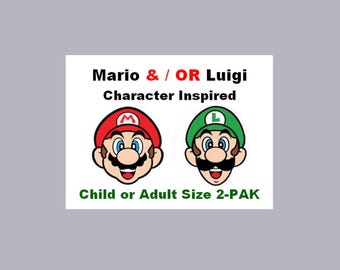 Mario & / or Luigi Inspired Mustache Set: Adults / Kids Costume, Black Felt Adhesive