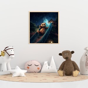 Teddy Bear Going Down A Water Slide Kids Digital Wall Art | Nursery gift | Wall Decor | Family Room Decor