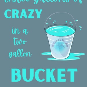 Bucket Shirt Download drei Gallonen verrücktes in einem zwei Gallonen Eimer SVG/DTF/Sublimation Digital Download