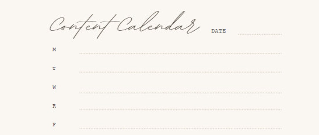 Content Calendar Printable - Etsy
