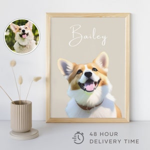 1 Custom Pet Portrait Using Pet Photo Personalized - Digital Custom Dog Portraits - Dog Memorial Gift - Pet Cartoon Art - Pet Birthday Gifts