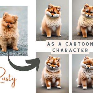 4 Custom Pet Portraits Using Pet Photo Personalized - Digital Custom Dog Portraits - Dog Memorial Gift - Pet Cartoon Art - Pet Birthday Gift