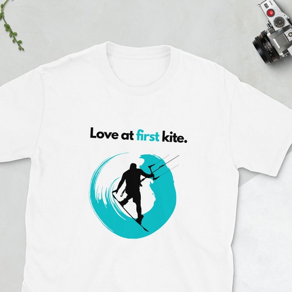 Kitesurfing kitesurf t-shirt | Kiteboarding kiteboard tshirt | Kite surfing | Surf surfer surfen geschenk tee | White grey soft t shirt