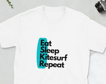 Kitesurfing kitesurf kitesurfer t-shirt | Kiteboarding kiteboard tshirt | Kite surfing | Unisex men women tee | White grey soft t shirt
