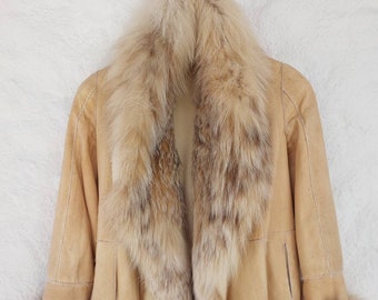 Vintage Fur Double Sided Jacket White Mink & Canadian Lynx Collar, Superb Soft Clothing, Luxury Winter Fashion for Women, Gift For Ladies