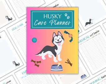 Dog Care Planner Printable: Husky | US Letter & A4, Dog Care Binder, Pet Planner, Pet Care Planner, Pet Care Binder, Pet Organizer