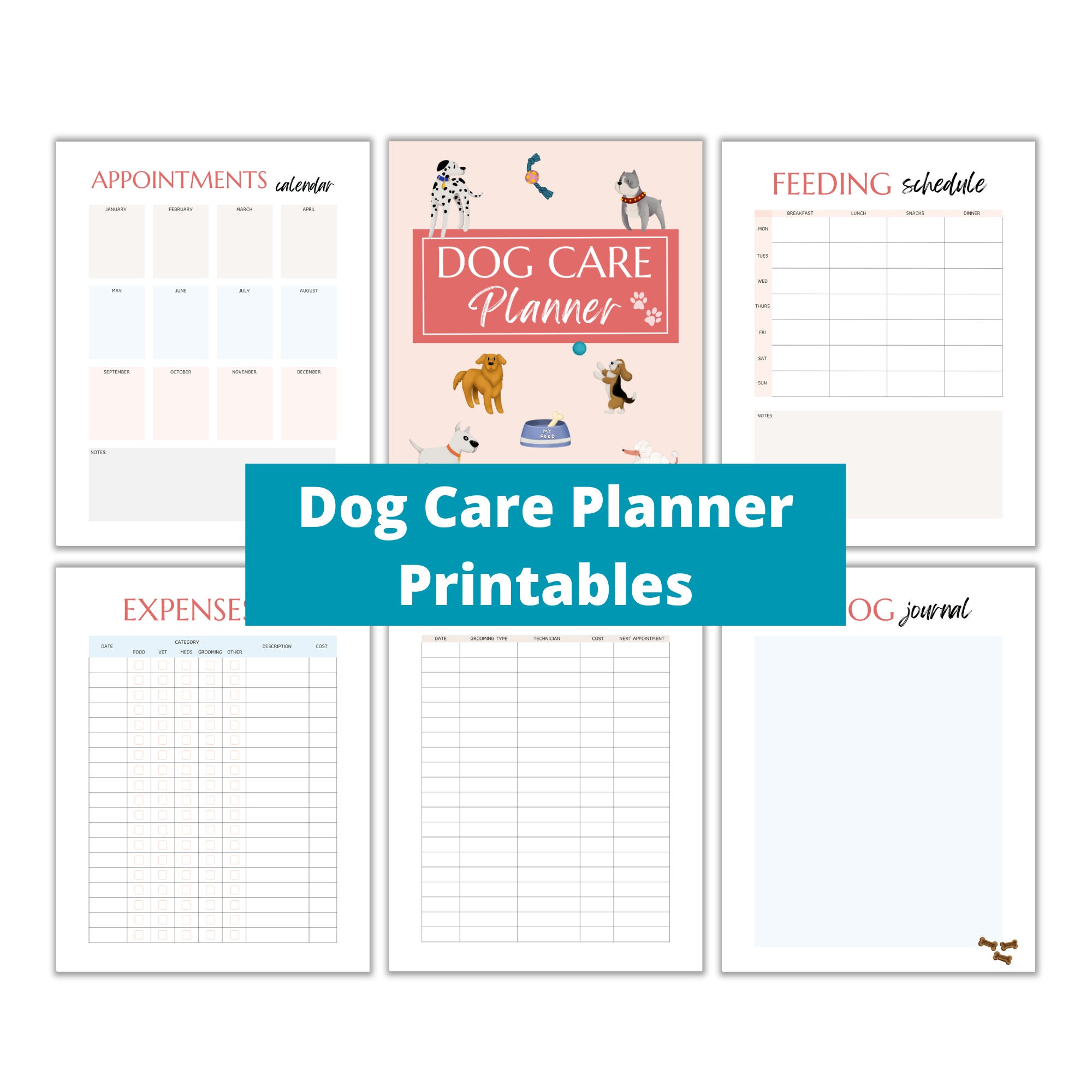 Dog Care Planner Printable, Instant Download US Letter &amp; A4, Dog Care ...