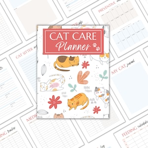 Cat Care Planner Printable, Cat Health Tracker PDF, Vet Visits & Medication Log