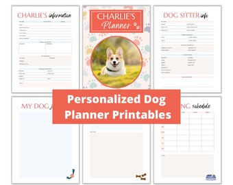 Dog Care Planner Printable, Personalized Pet Binder with Name & Photo, Dog Health Tracker PDF